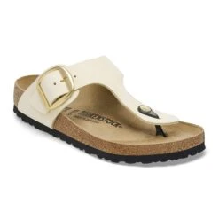 Birkenstock Gizeh Big Buckle Nubuck Leather Ecru