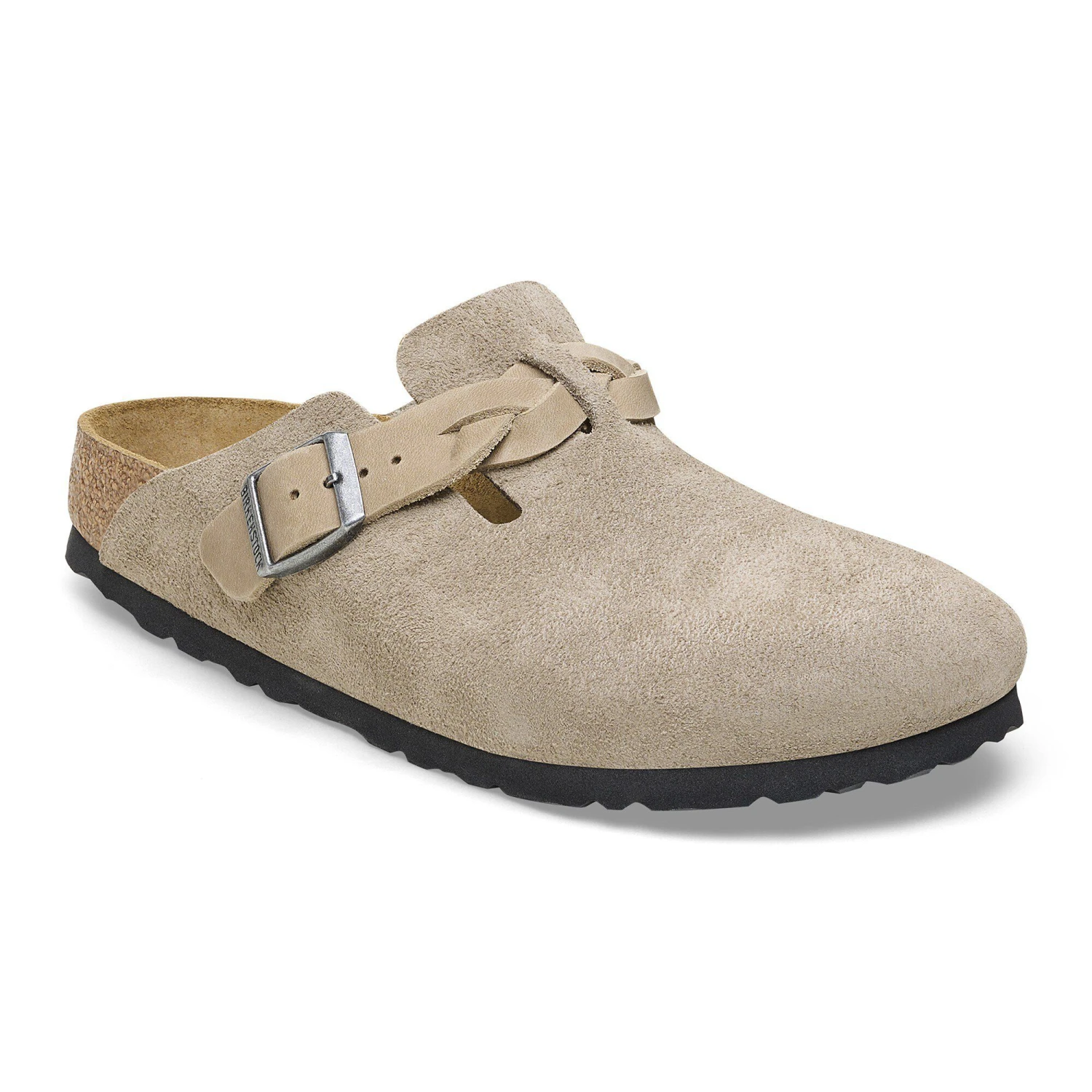 Birkenstock Boston Braided Suede Leather Taupe 1 Birkenstock Boston Braided Suede Leather Taupe