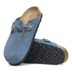 Birkenstock Boston Braided Suede Leather Elemental Blue -Birkenstock Shop 1026673 sole