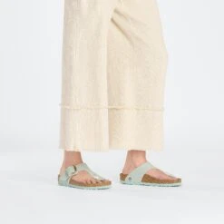 Birkenstock Gizeh Vegan Big Buckle Textile Canvas Surf Green -Birkenstock Shop 1026678 f look f