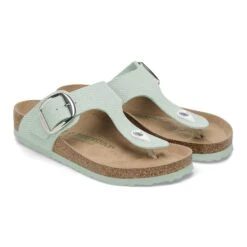 Birkenstock Gizeh Vegan Big Buckle Textile Canvas Surf Green -Birkenstock Shop 1026678 pair