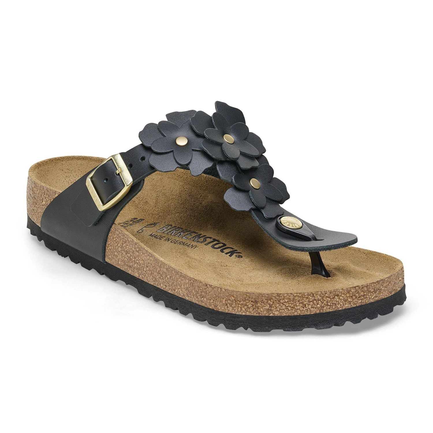 Birkenstock Gizeh Flower Leather Black 1 Birkenstock Gizeh Flower Leather Black