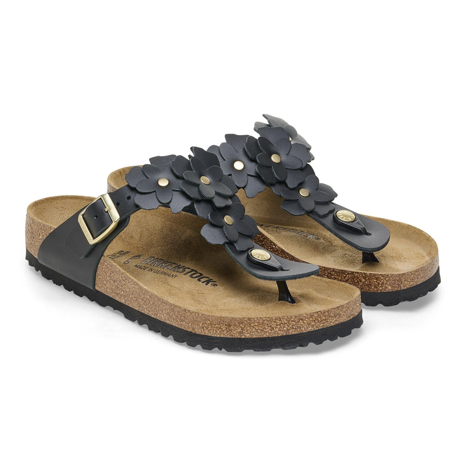 Birkenstock Gizeh Flower Leather Black 4 Birkenstock Gizeh Flower Leather Black - Image 4