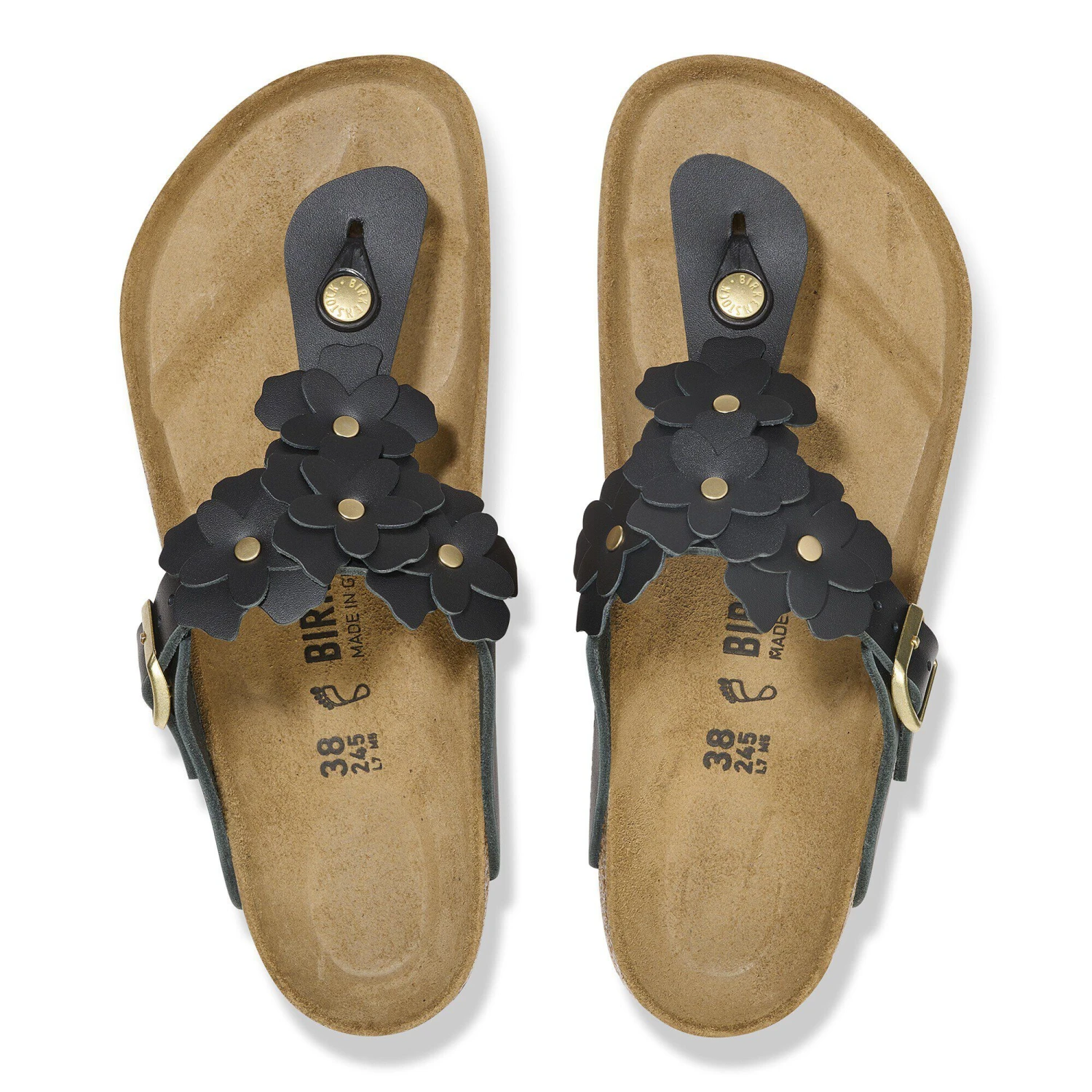 Birkenstock Gizeh Flower Leather Black 2 Birkenstock Gizeh Flower Leather Black - Image 2