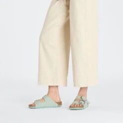 Birkenstock Arizona Vegan Big Buckle Textile Canvas Surf Green -Birkenstock Shop 1026752 f look f