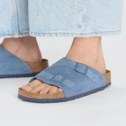 Birkenstock Zürich Suede Leather Elemental Blue -Birkenstock Shop 1026812 f closeup f