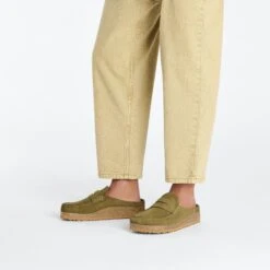 Birkenstock Naples Suede Leather Pine Green -Birkenstock Shop 1026884 f look m