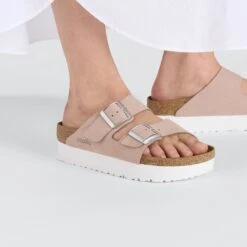 Arizona Flex Platform Nubuck Leather Soft Pink -Birkenstock Shop 1026894 f closeup f