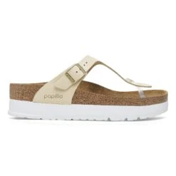 Gizeh Flex Platform Nubuck Leather Ecru -Birkenstock Shop 1026899 side