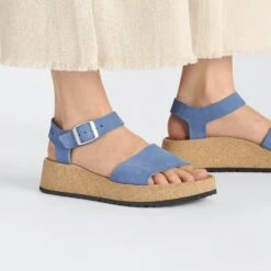 Glenda Nubuck Leather Elemental Blue -Birkenstock Shop 1026908 f closeup f