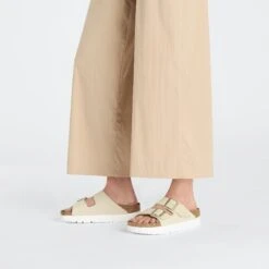 Arizona Flex Platform Nubuck Leather Ecru -Birkenstock Shop 1026924 f look f