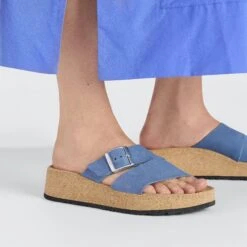 Almina Nubuck Leather Elemental Blue -Birkenstock Shop 1026931 f closeup f