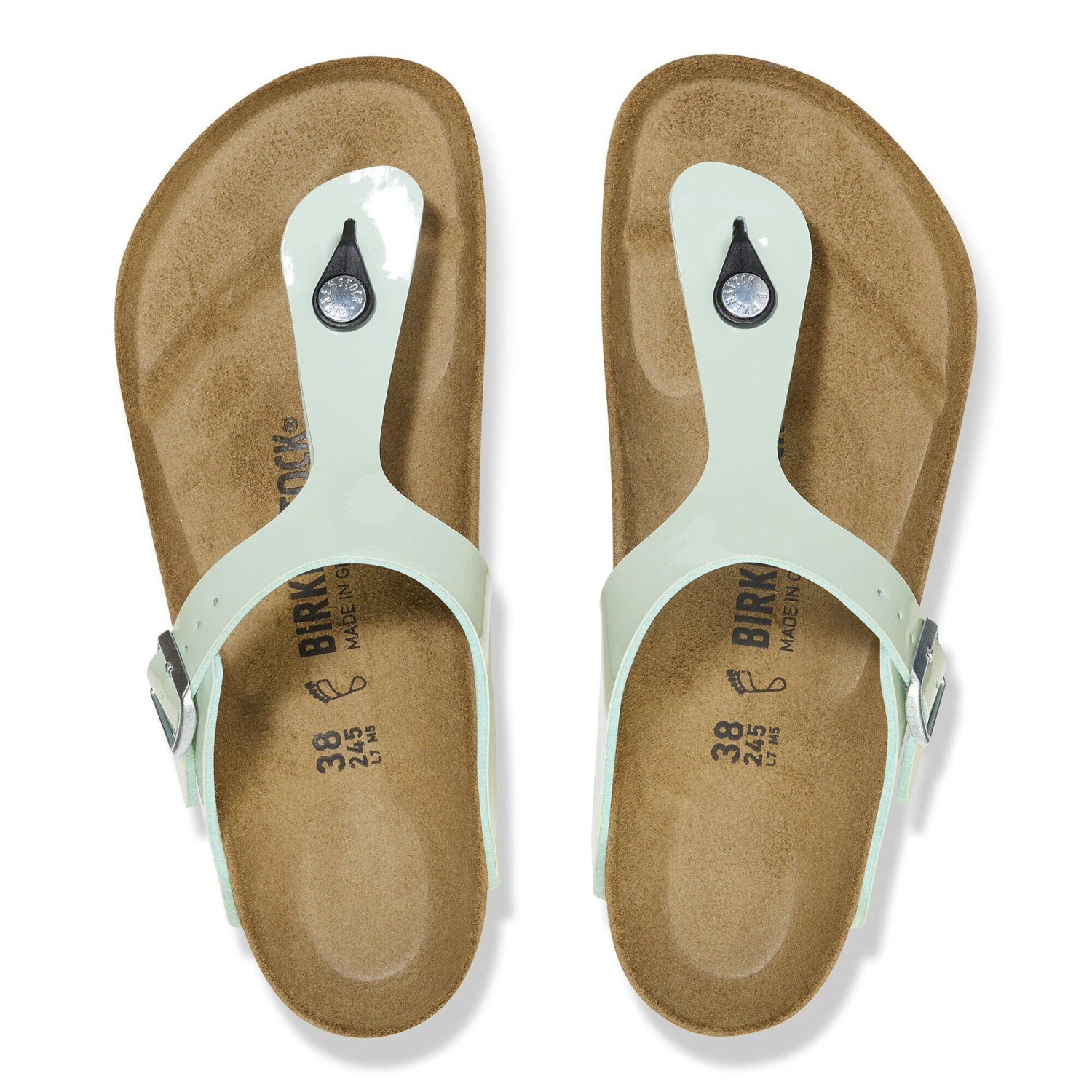 Birkenstock Gizeh Birko-Flor Patent Patent Surf Green 2 Birkenstock Gizeh Birko-Flor Patent Patent Surf Green - Image 2