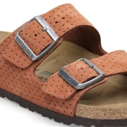 Birkenstock Arizona Suede Embossed Dotted Burnt Orange -Birkenstock Shop 1026985 detail 1