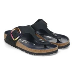Birkenstock Gizeh Big Buckle Nubuck Leather Black -Birkenstock Shop 1027422 pair