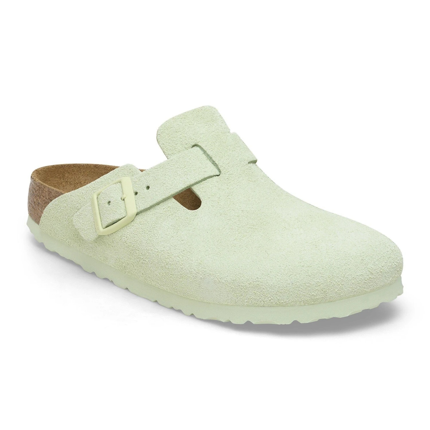Birkenstock Boston Soft Footbed Suede Leather Faded Lime 1 Birkenstock Boston Soft Footbed Suede Leather Faded Lime