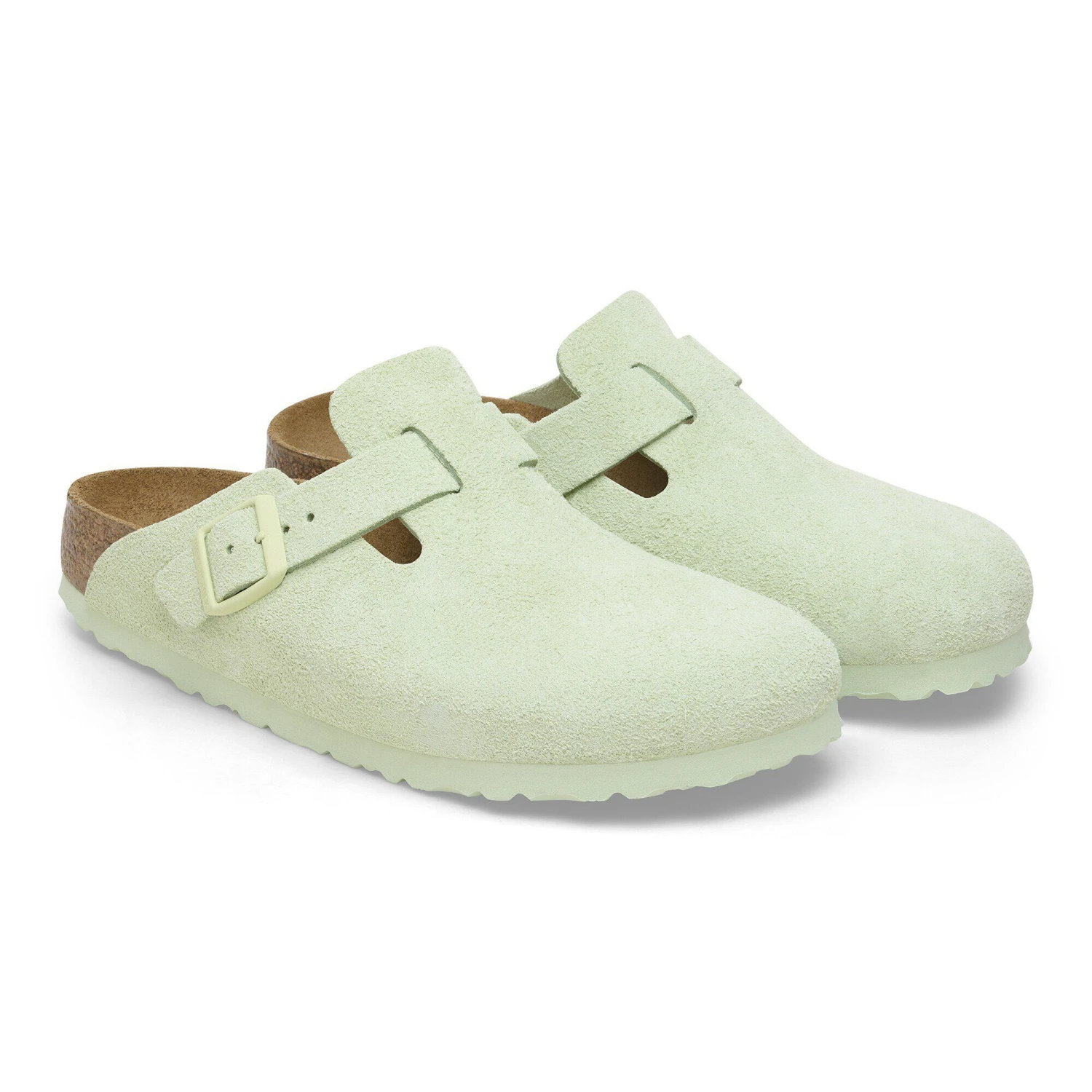 Birkenstock Boston Soft Footbed Suede Leather Faded Lime 6 Birkenstock Boston Soft Footbed Suede Leather Faded Lime - Image 6