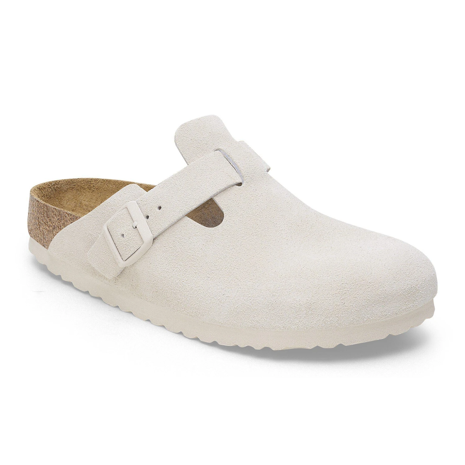 Birkenstock Boston Soft Footbed Suede Leather Antique White 1 Birkenstock Boston Soft Footbed Suede Leather Antique White