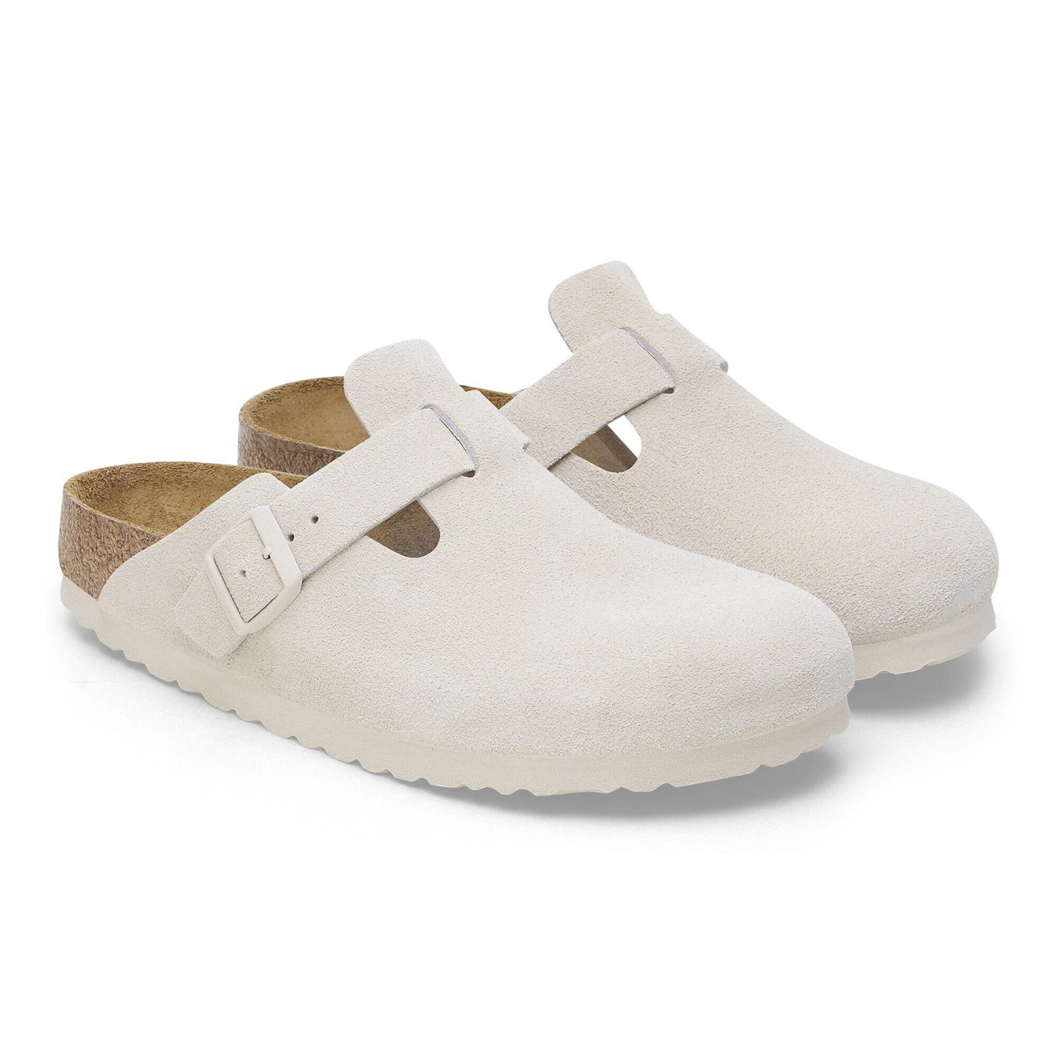 Birkenstock Boston Soft Footbed Suede Leather Antique White 7 Birkenstock Boston Soft Footbed Suede Leather Antique White - Image 7