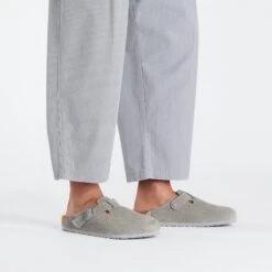 Birkenstock Boston Suede Leather Stone Coin -Birkenstock Shop 1027688 f look m