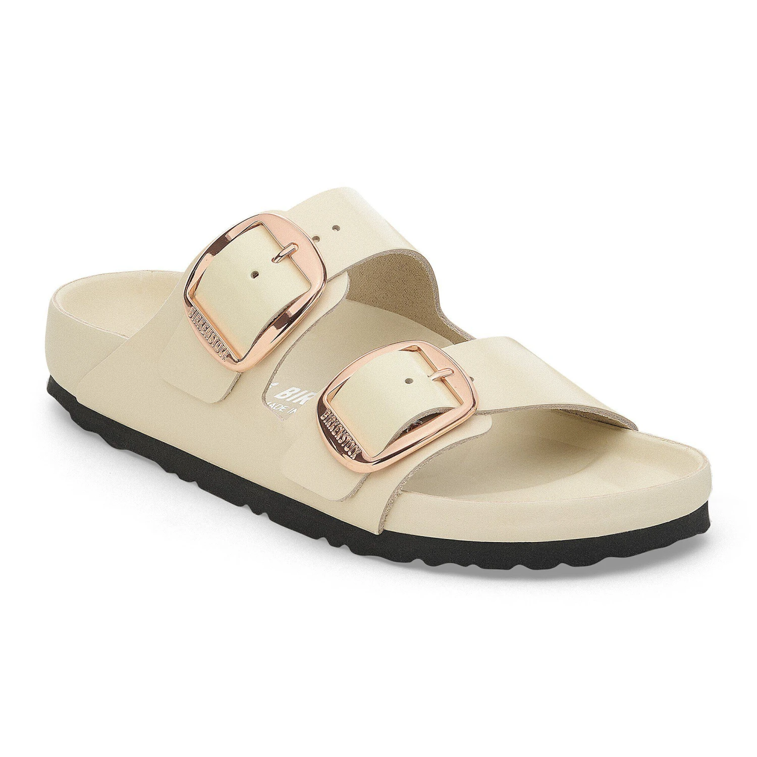 Birkenstock Arizona Big Buckle Natural Leather Patent High Shine Ecru 1 Birkenstock Arizona Big Buckle Natural Leather Patent High Shine Ecru