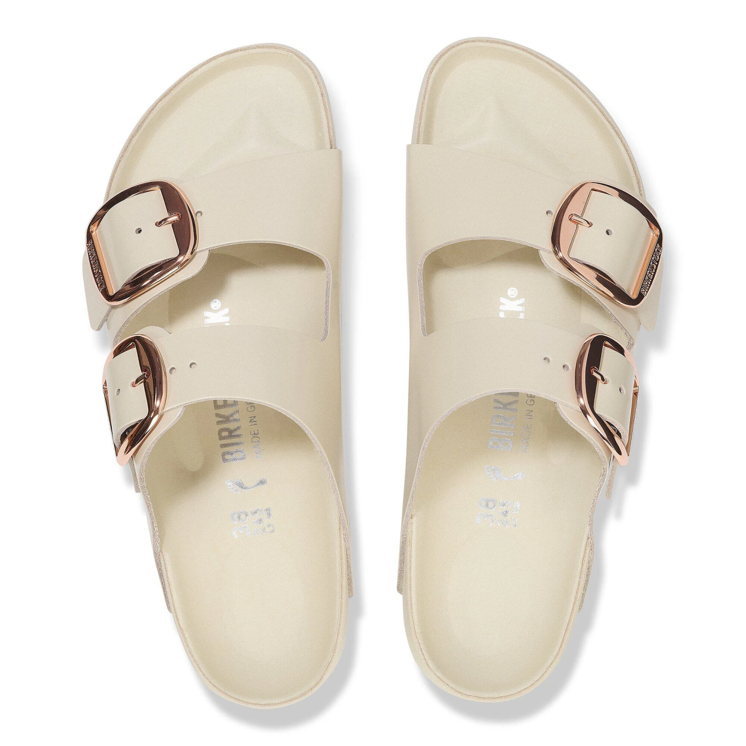 Birkenstock Arizona Big Buckle Natural Leather Patent High Shine Ecru 2 Birkenstock Arizona Big Buckle Natural Leather Patent High Shine Ecru - Image 2