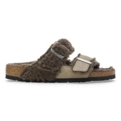 Birkenstock Arizona Teddy Split Suede Leather-Shearling Concrete Gray/ Stone Coin -Birkenstock Shop 1027882 side
