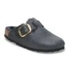 Birkenstock Boston Big Buckle Shearling Oiled Leather Midnight Blue -Birkenstock Shop 1027998