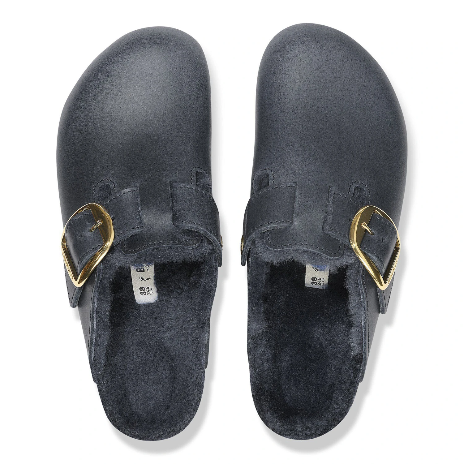 Birkenstock Boston Big Buckle Shearling Oiled Leather Midnight Blue 2 Birkenstock Boston Big Buckle Shearling Oiled Leather Midnight Blue - Image 2