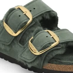 Birkenstock Arizona Big Buckle Shearling Oiled Leather Thyme -Birkenstock Shop 1028007 detail 1