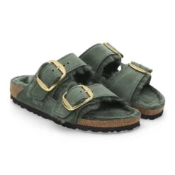 Birkenstock Arizona Big Buckle Shearling Oiled Leather Thyme -Birkenstock Shop 1028007 pair