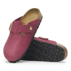 Birkenstock Boston Big Buckle Nubuck Leather Berry Crush -Birkenstock Shop 1028045 sole