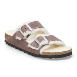 Birkenstock Arizona Shearling Suede Leather Faded Purple