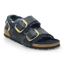 Birkenstock Milano Big Buckle Shearling Oiled Leather Midnight Blue