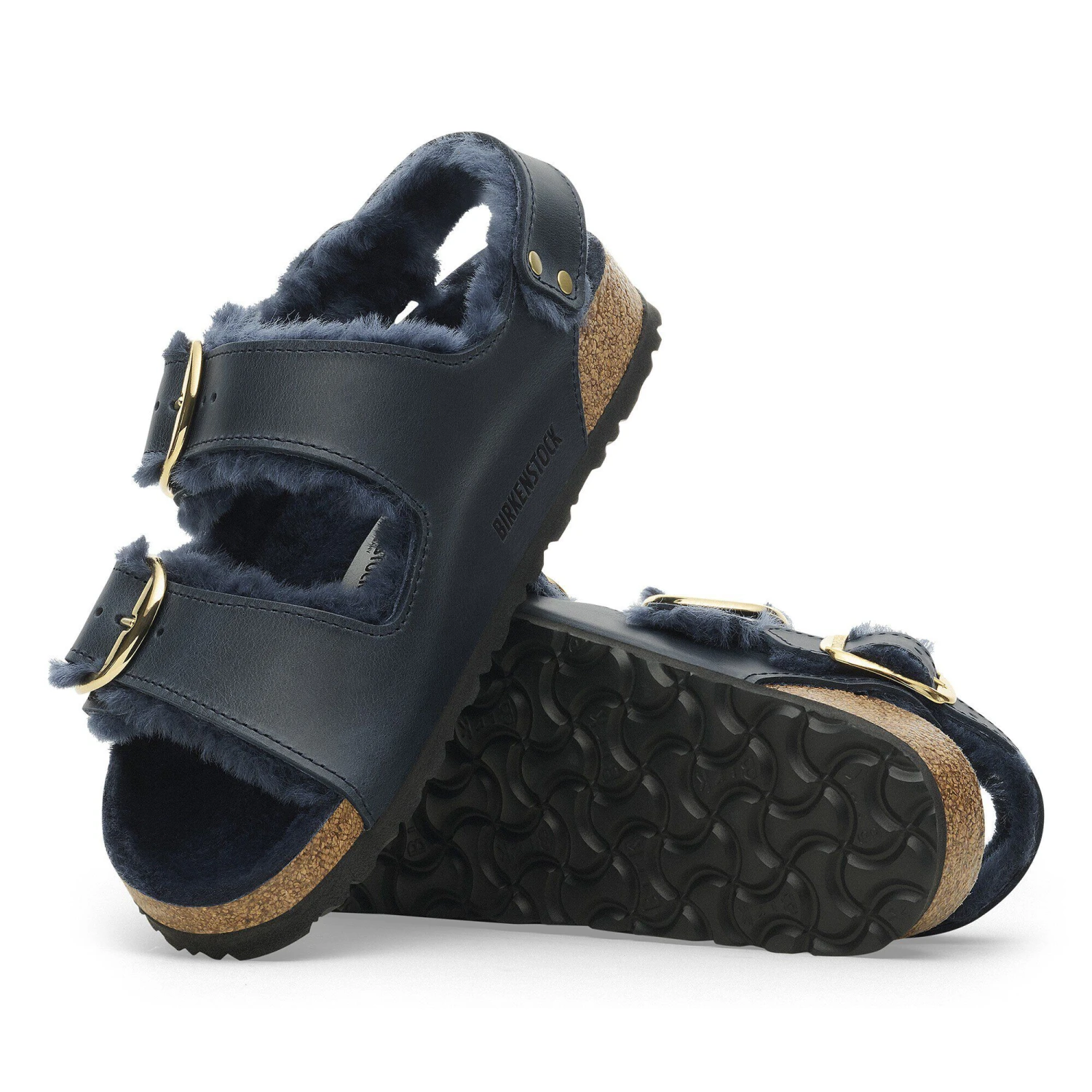 Birkenstock Milano Big Buckle Shearling Oiled Leather Midnight Blue 4 Birkenstock Milano Big Buckle Shearling Oiled Leather Midnight Blue - Image 4