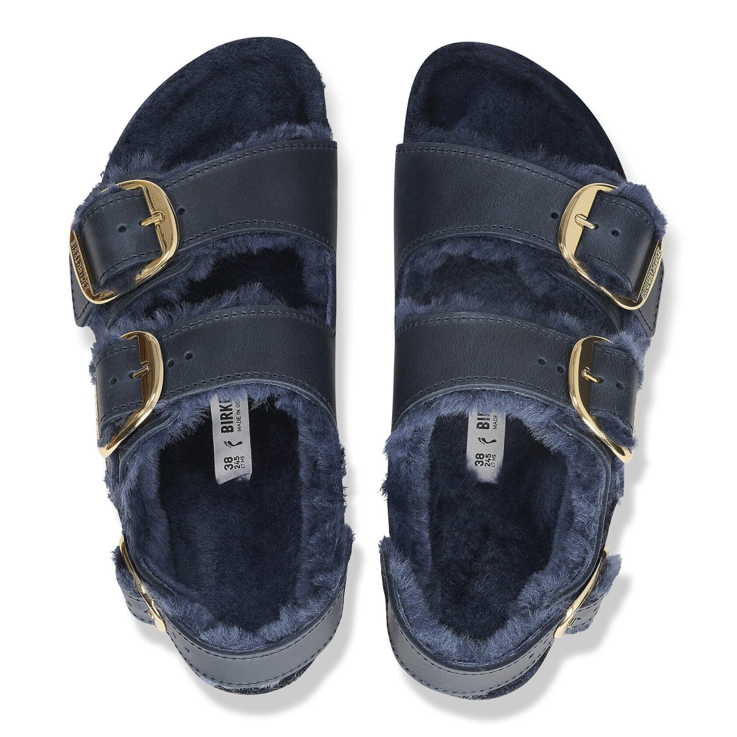 Birkenstock Milano Big Buckle Shearling Oiled Leather Midnight Blue 2 Birkenstock Milano Big Buckle Shearling Oiled Leather Midnight Blue - Image 2