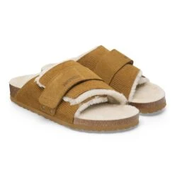 Birkenstock Kyoto Shearling Suede Leather-Shearling Corduroy Cork Brown -Birkenstock Shop 1028178 pair