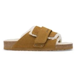 Birkenstock Kyoto Shearling Suede Leather-Shearling Corduroy Cork Brown -Birkenstock Shop 1028178 side