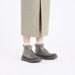 Birkenstock Prescott Lace Women Oiled Leather Concrete Gray -Birkenstock Shop 1028197 f look f