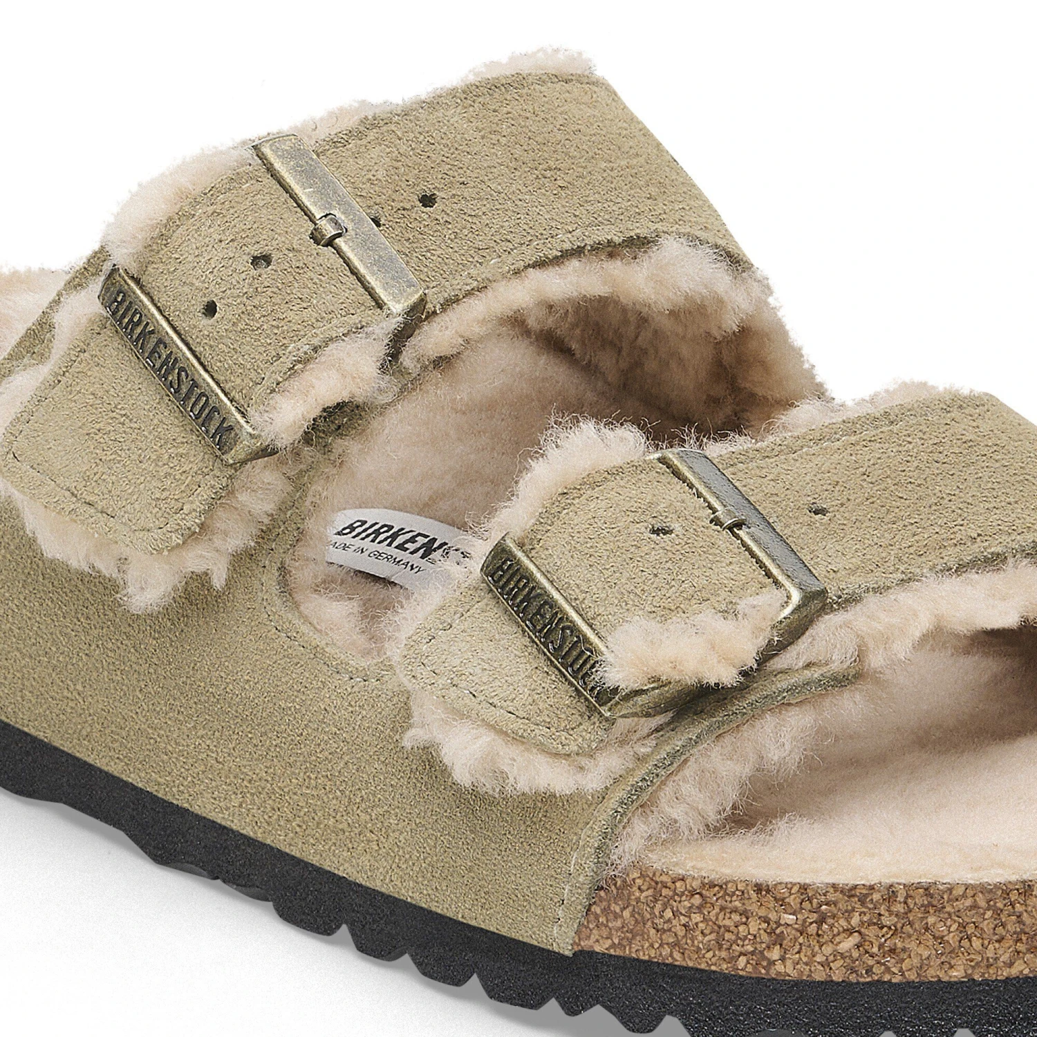 Birkenstock Arizona Shearling Suede Leather Taupe 6 Birkenstock Arizona Shearling Suede Leather Taupe - Image 6