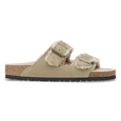 Birkenstock Arizona Shearling Suede Leather Taupe 8 Birkenstock Arizona Shearling Suede Leather Taupe -Birkenstock Shop 1028226 side