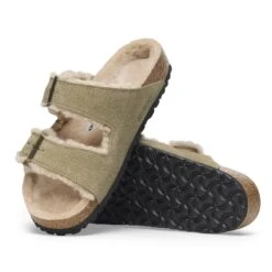Birkenstock Arizona Shearling Suede Leather Taupe 9 Birkenstock Arizona Shearling Suede Leather Taupe -Birkenstock Shop 1028226 sole