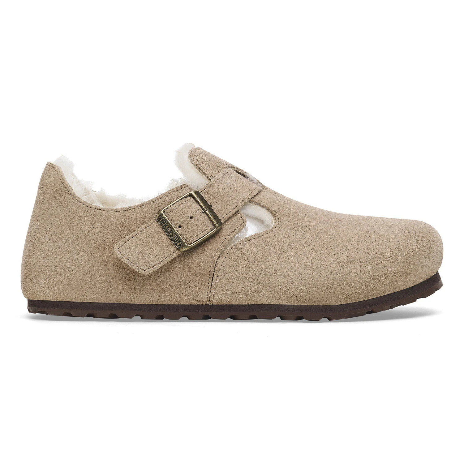 Birkenstock London Shearling Suede Leather Taupe 3 Birkenstock London Shearling Suede Leather Taupe - Image 3