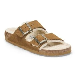 Birkenstock Arizona Shearling Suede Leather-Shearling Corduroy Cork Brown