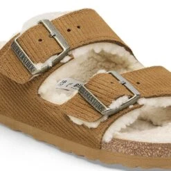 Birkenstock Arizona Shearling Suede Leather-Shearling Corduroy Cork Brown -Birkenstock Shop 1028258 detail 1