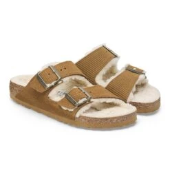 Birkenstock Arizona Shearling Suede Leather-Shearling Corduroy Cork Brown -Birkenstock Shop 1028258 pair