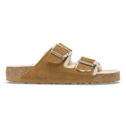 Birkenstock Arizona Shearling Suede Leather-Shearling Corduroy Cork Brown -Birkenstock Shop 1028258 side
