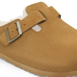 Birkenstock Boston Teddy Shearling Suede Leather-Shearling Corduroy Cork Brown -Birkenstock Shop 1028270 detail 1