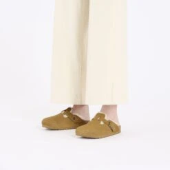 Birkenstock Boston Teddy Shearling Suede Leather-Shearling Corduroy Cork Brown -Birkenstock Shop 1028270 f look f