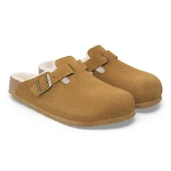 Birkenstock Boston Teddy Shearling Suede Leather-Shearling Corduroy Cork Brown -Birkenstock Shop 1028270 pair